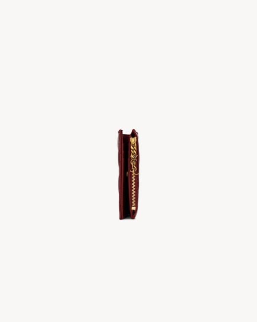 Saint Laurent Red Le Cassandre Bijou Patent Leather Bi-Fold Wallet