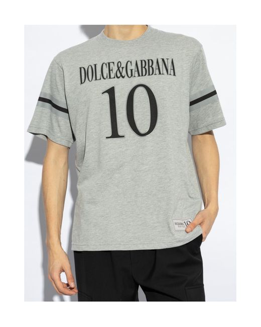Dolce & Gabbana Gray Logo Printed Crewneck T-Shirt for men