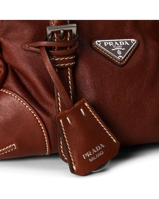 Prada Brown Vintage Soft Leather Tote Bag