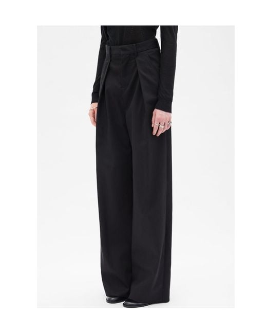 Ann Demeulemeester Black Twill Pleated Trousers