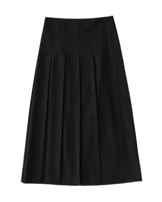 Studio Nicholson Black Agat Pleated Midi Skirt
