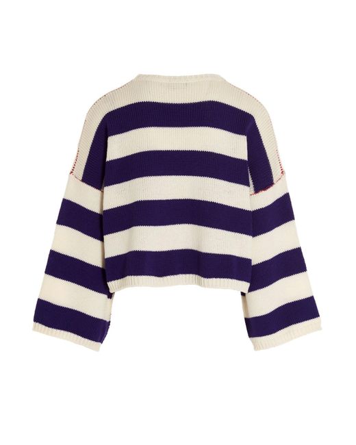 Raf Simons Blue Striped Knitted Wool Coat for men