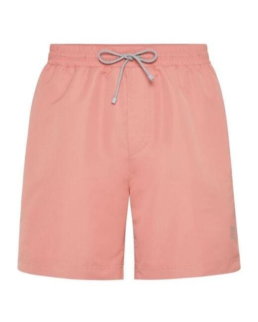 Brunello Cucinelli Pink Drawstring Swim Shorts for men