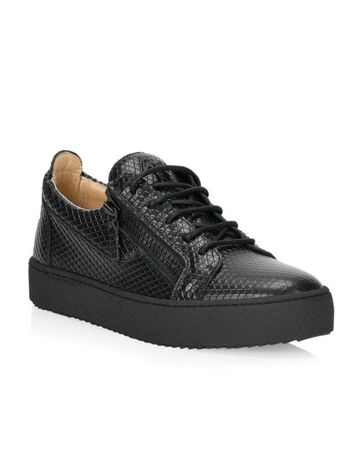 Giuseppe Zanotti Black Rhomboid Laced Shoes With Low Uppers for men