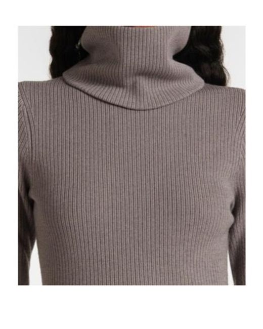 Proenza Schouler Gray Jocelyn Ribbed-Knit Midi Dress