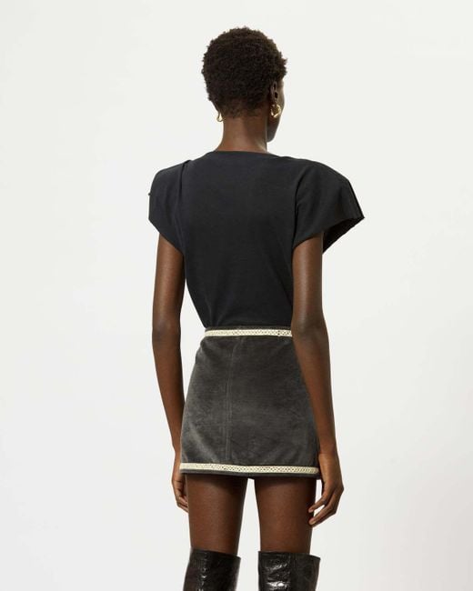 Isabel Marant Black Asymmetric Short-Sleeved T-Shirt
