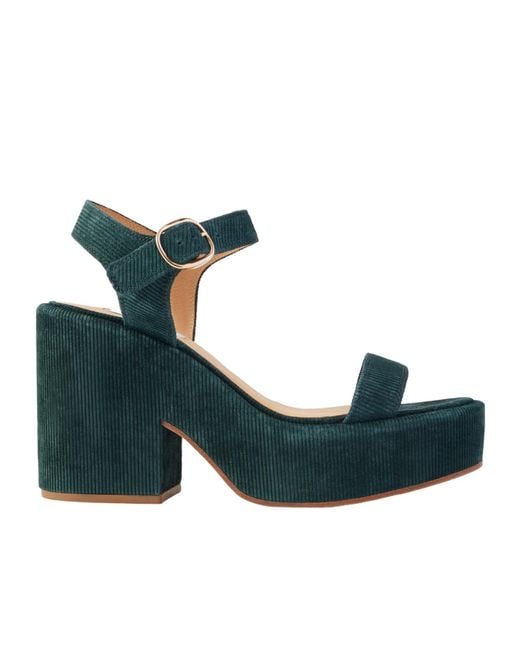 Gabriela Hearst Green Iman Ribbed Suede Sandals