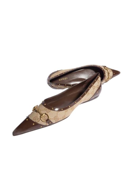 Gucci Brown Savoy Ballerina Shoes
