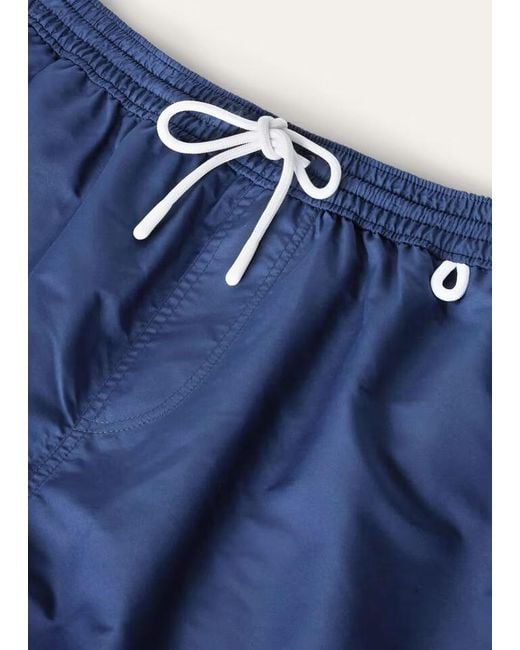 Loro Piana Blue Elastic Waist-Edge Beach Shorts for men