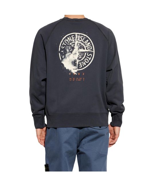 Stone Island Blue Long Sleeve Crewneck Sweatshirt for men
