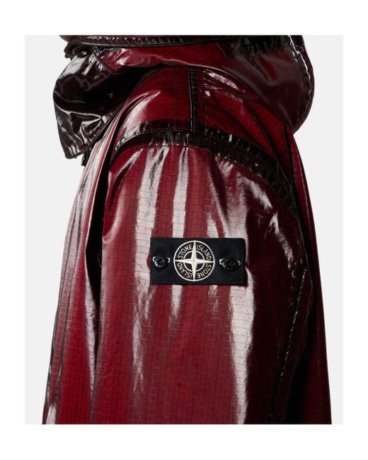 Stone Island Red Logo Patch Hooded Parka for men