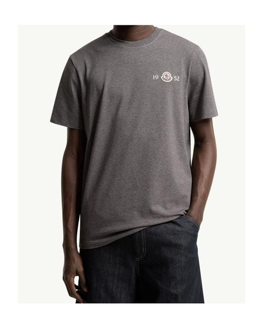 Moncler Gray Logo Cotton T-Shirt for men