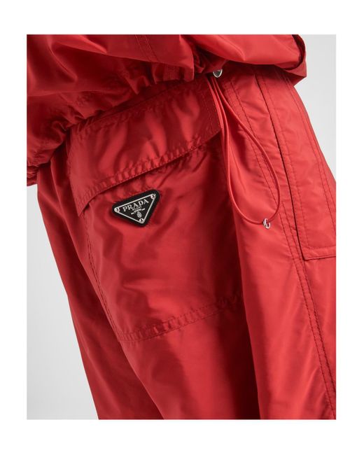 Prada Red Re-Nylon Logo Plaque Track Pants for men