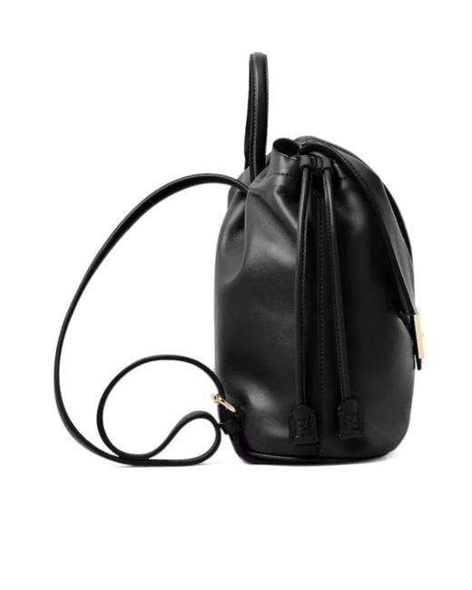 Fendi Black Ff Clasp Drawstring Backpack