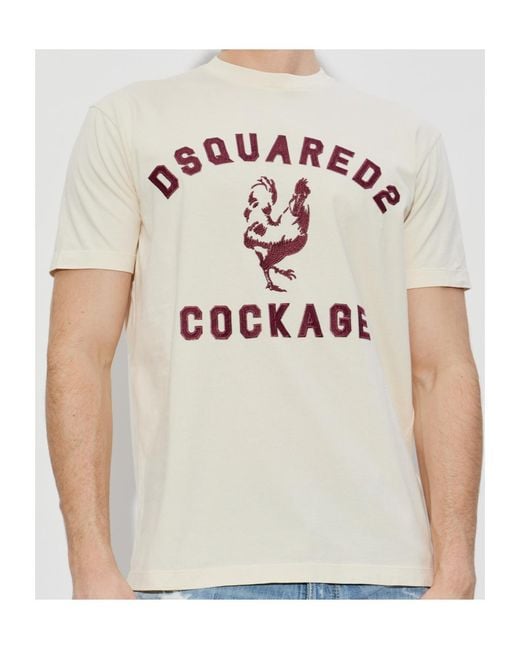DSquared² White Rooster Logo T-Shirt for men