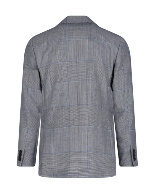 Lardini Gray Single-Breasted Checked Blazer for men