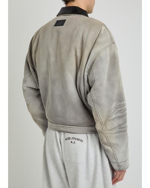 Acne Gray Leather-Trim Cotton-Twill Jacket for men