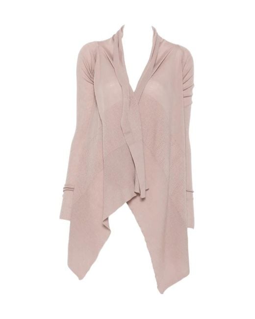 Rick Owens Pink Draped Asymmetric-Hem Cardigan