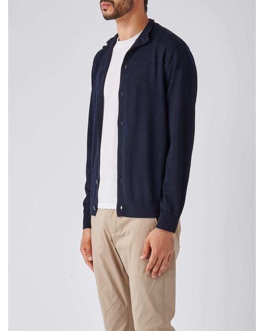 Ballantyne Blue Roll-Neck Long Sleeved Cardigan for men