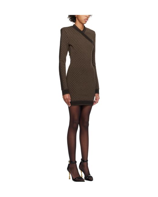 Balmain Brown Long Sleeved Dress