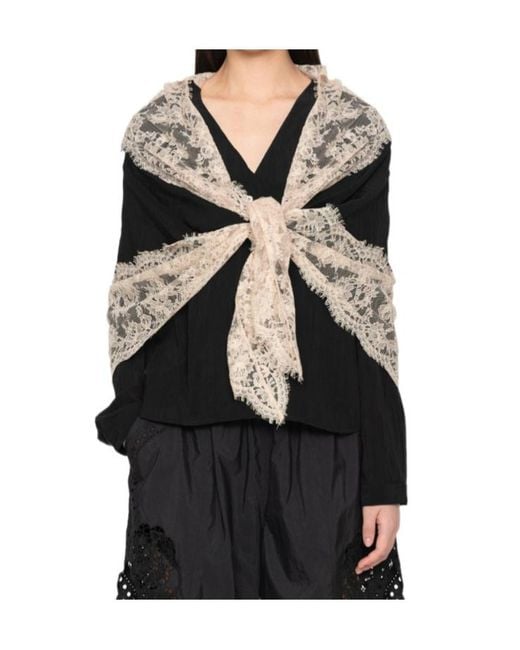 Sea Black Lace-Trim Blouse