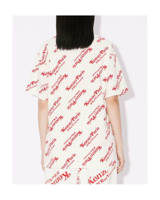 KENZO White All-Over Logo Printed Oversize T-Shirt for men