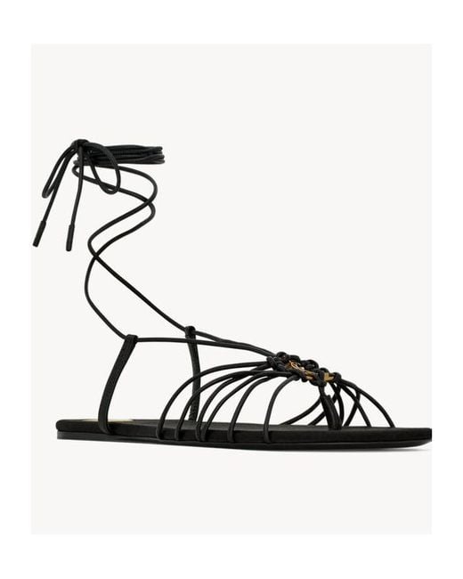 Saint Laurent White Babylone Logo Plaque Sandals