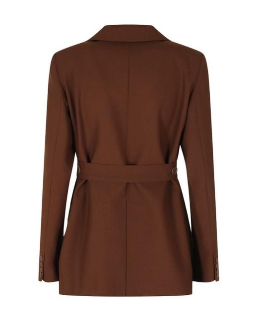 Semicouture Brown Long-Sleeve Belted Blazer