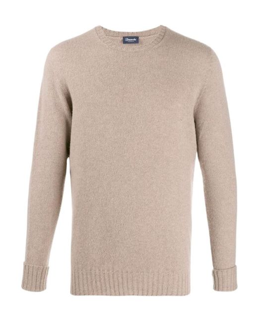 Drumohr Natural Ribbed Knit Pullover for men