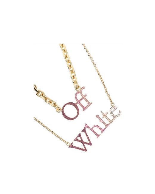 Off-White c/o Virgil Abloh Metallic Logo-Pendant Necklace