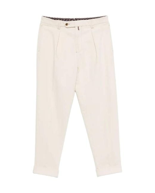 Berwich Natural Pleated-Front Turn-Up Trousers for men