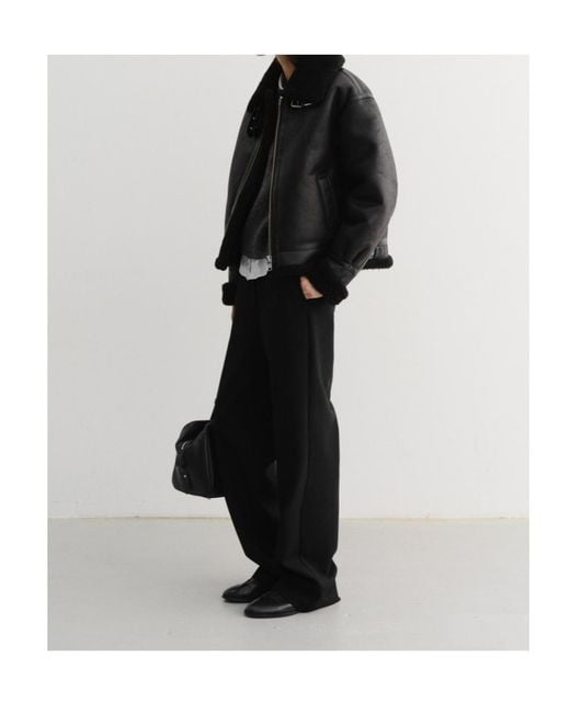 DUNST Black Faux Fur Trimmed Jacket for men