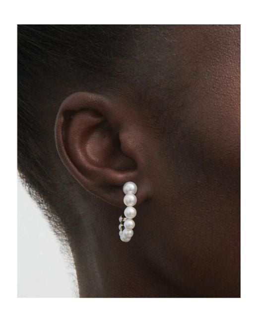 Sophie Bille Brahe White 14K Petit Boucle De Perle Earring