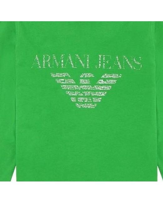 Armani Jeans Green T-Shirt With Round Neck And Long Sleeves for men