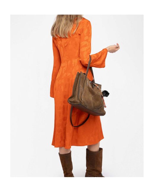 Zadig & Voltaire Orange Paisley Midi Dress