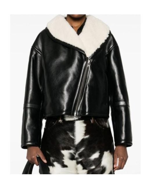 Stand Studio Black Faux Leather Biker Jacket