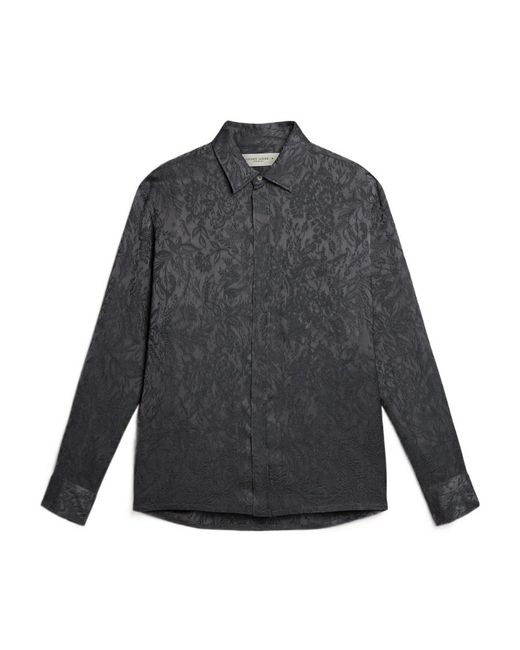 Golden Goose Deluxe Brand Gray Jacquard Shirt With All-Over Toile De Jouy Pattern
