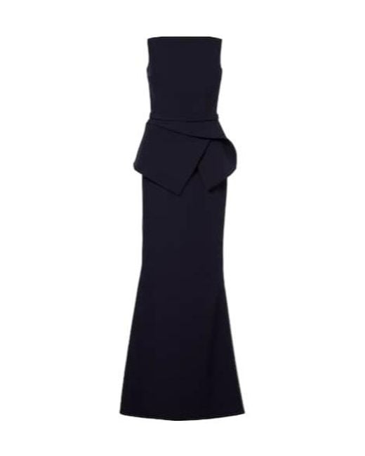 Safiyaa Blue Carter Crepe Bustier Gown