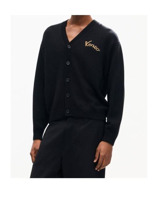 KENZO Black Jumping Tiger' Embroidered Cardigan for men