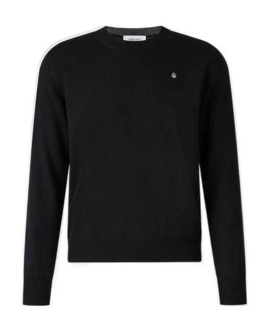 McQueen Black Skull Embroidered Crewneck Jumper for men