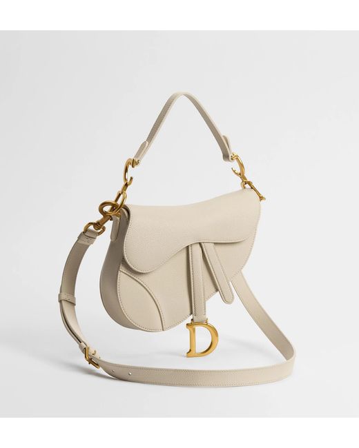 Dior White Small Saddle Bag With Strap
