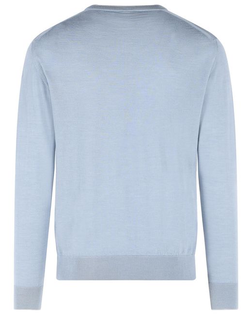 Eleventy Blue Ribbed-Knit Crewneck Jumper for men