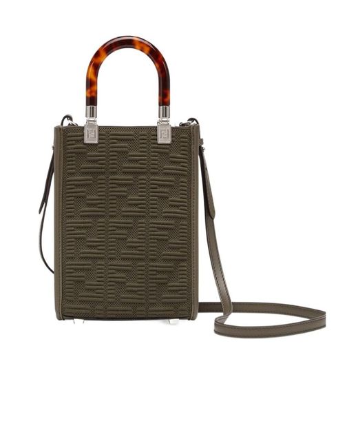 Fendi Green Monogram-Pattern Mini Bag