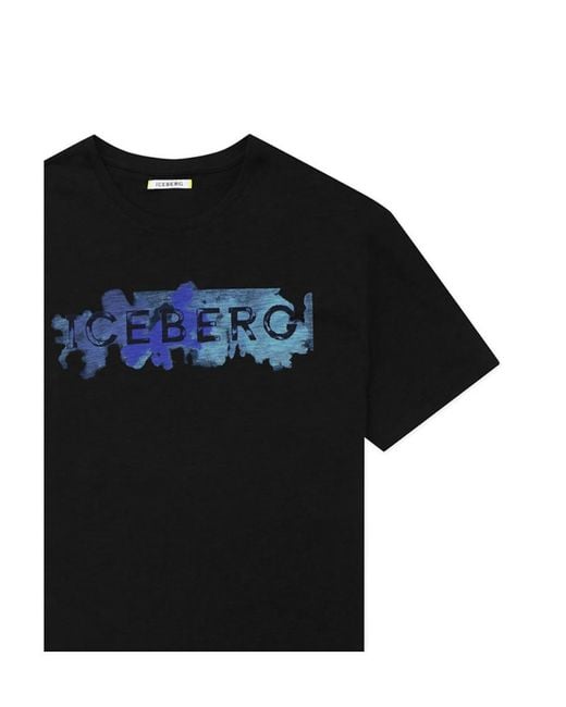 Iceberg Black Round Collar Logo T-Shirt for men