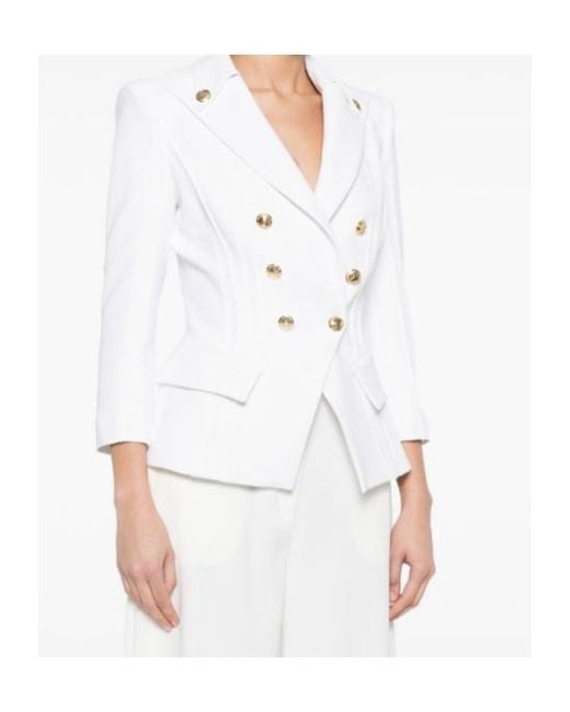 Elisabetta Franchi White Structured Double-Breasted Blazer