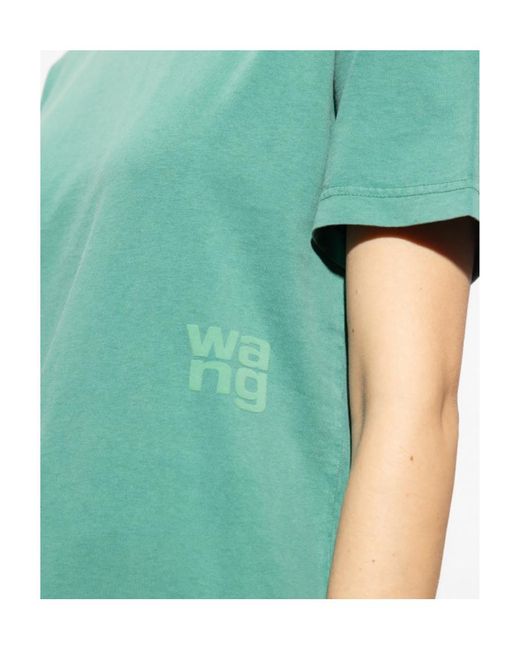T By Alexander Wang Green Logo-Print Round-Neck T-Shirt