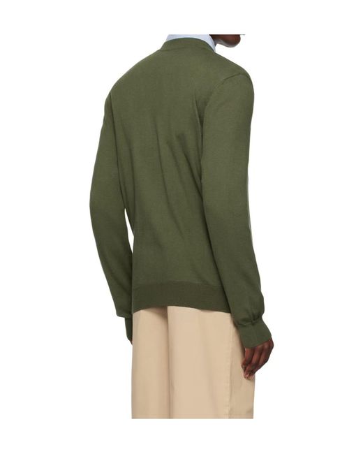 A.P.C. Green Logo Embroidered Cardigan for men