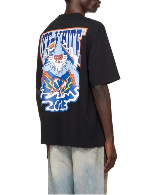 Off-White c/o Virgil Abloh Black Wiz Skate Graphic Printed Crewneck T-Shirt for men