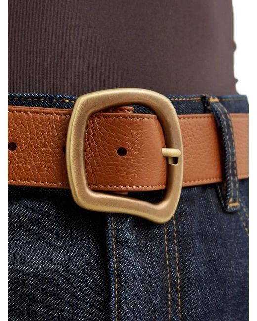 Gabriela Hearst Brown Square Buckle Belt