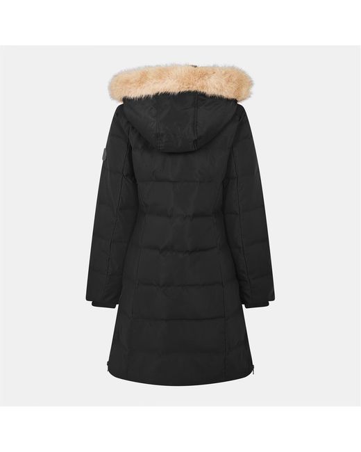 Ralph Lauren Black Real Leather Fur Hood Medium Puffer Jacket